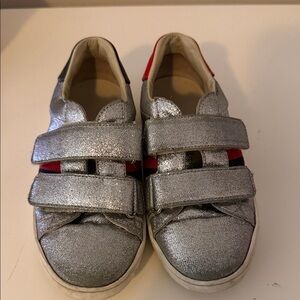Gucci Kids Silver and Red Sneakers